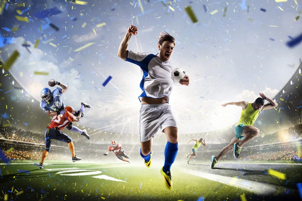 Pengguna membaca pertandingan dan jadwal olahraga melalui perangkat mobile