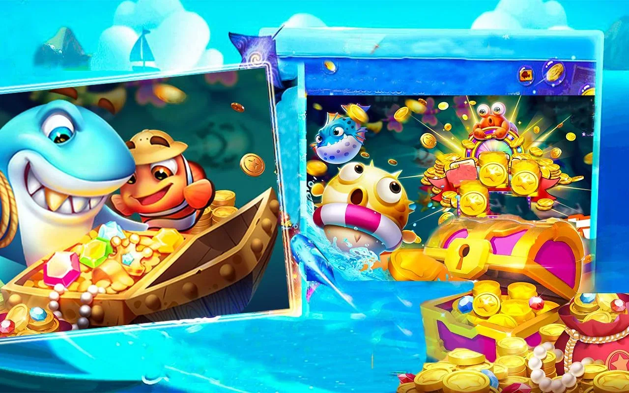 Layar permainan tembak ikan DOMINO4D dengan target bawah laut dan efek visual